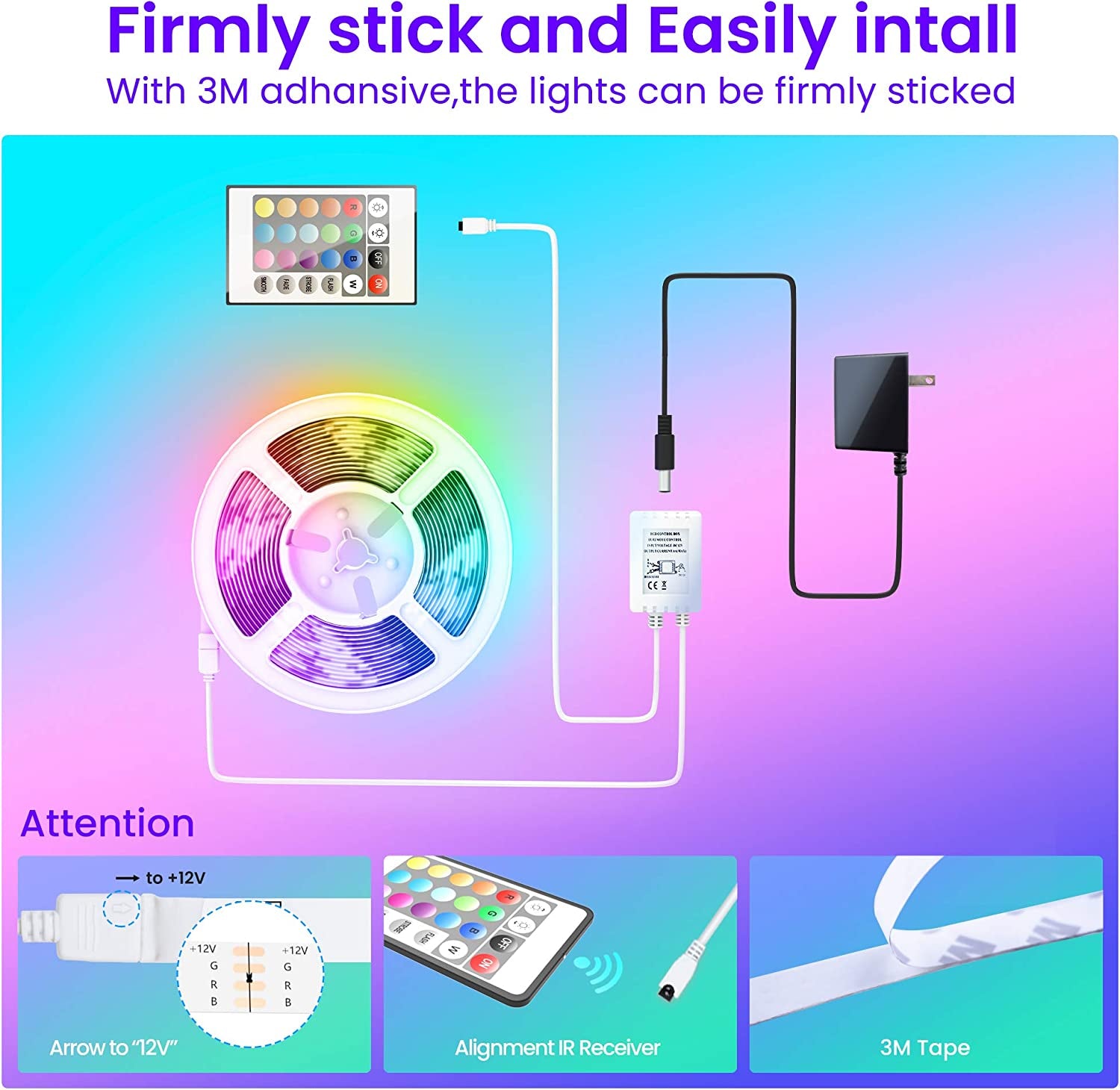  LIGHT ZONE- 50 FT LED Strip Lights-Bluetooth LED Lights for Bedroom, Color Changing Light Strip with Music Sync, Phone Controller and IR Remote(App+Remote +Mic).