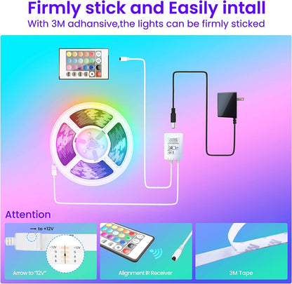  LIGHT ZONE- 50 FT LED Strip Lights-Bluetooth LED Lights for Bedroom, Color Changing Light Strip with Music Sync, Phone Controller and IR Remote(App+Remote +Mic).