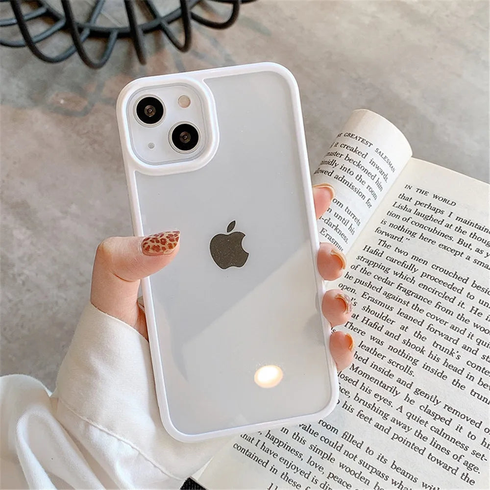 Candy Shockproof Silicone Bumper Phone Case For iPhone 15 14 11 12 13 Pro Max X XS XR 8 7 Plus Transparent Protection Back Cover