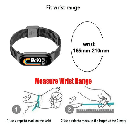 Metal Mesh Stainless Steel Strap for Xiaomi Mi Band 9 Smart Bracelet Replacement Accessories Watchband Miband 8 Smartwatch