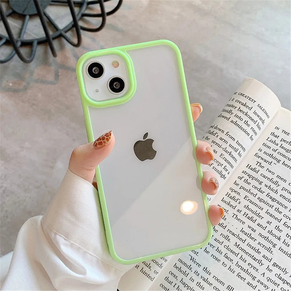 Candy Shockproof Silicone Bumper Phone Case For iPhone 15 14 11 12 13 Pro Max X XS XR 8 7 Plus Transparent Protection Back Cover