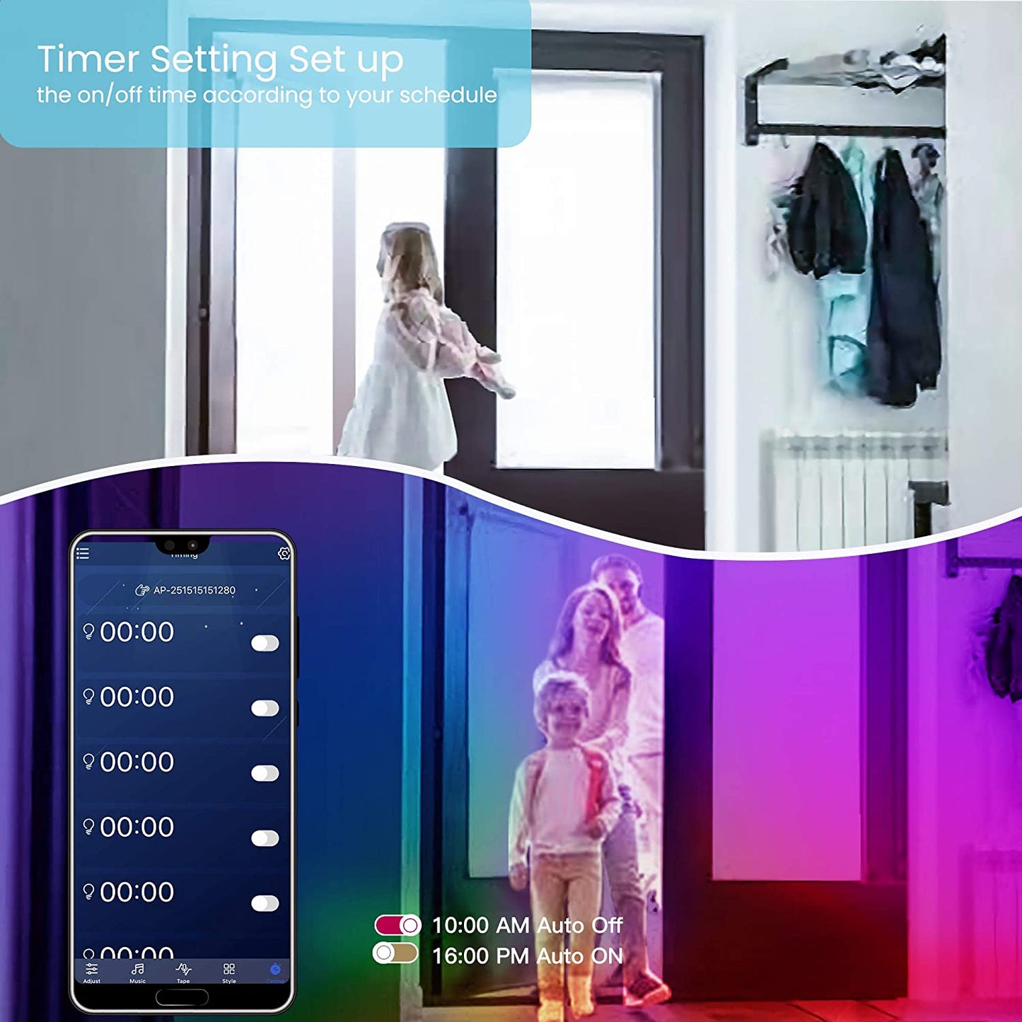  LIGHT ZONE- 50 FT LED Strip Lights-Bluetooth LED Lights for Bedroom, Color Changing Light Strip with Music Sync, Phone Controller and IR Remote(App+Remote +Mic).