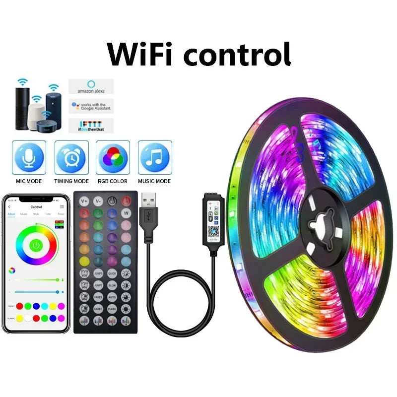 RGB 5050 LED Strip Light Remote App Control TV Led Backlight Flexible Ribbon Tape USB 5V Led Light for PC Gaming Room Decoration